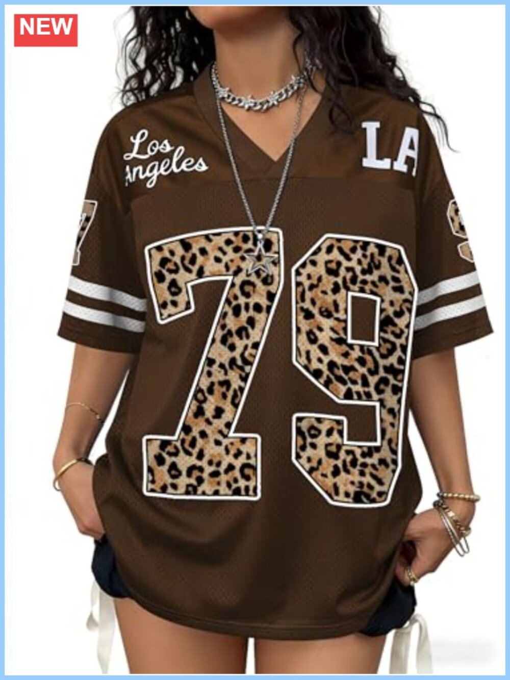 Oversized Y2K Graphic Soccer Jersey V-Neck Tee Streetwear